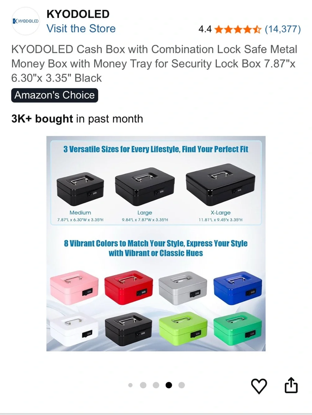 Portable Black Cash Box with Combination Lock
